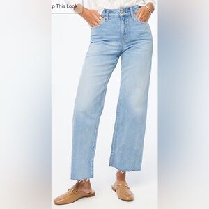 J. Crew slim wide leg jeans with a frayed hem - size 28